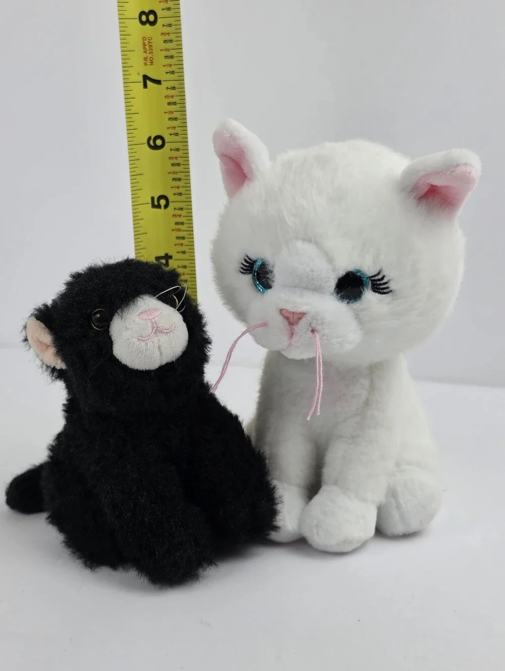 Cute Plush Cat Kitten Toy Set Black & White Stuffed Animals Soft Kawaii